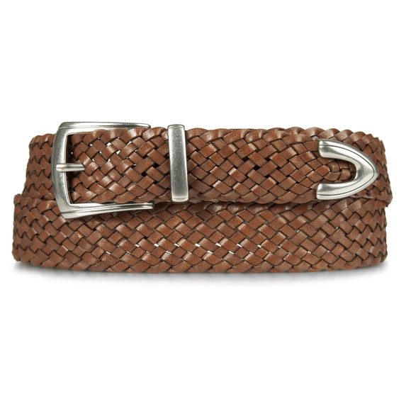 Women Western Style Fashion Leather Belt With Metal Buckle, Braided-tan, Large😘